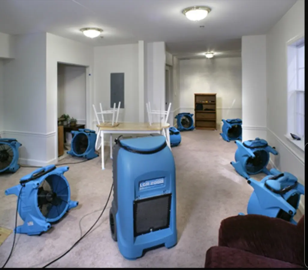 Air movers and dehumidifier setup for Water Extraction & Removal in Cedarburg